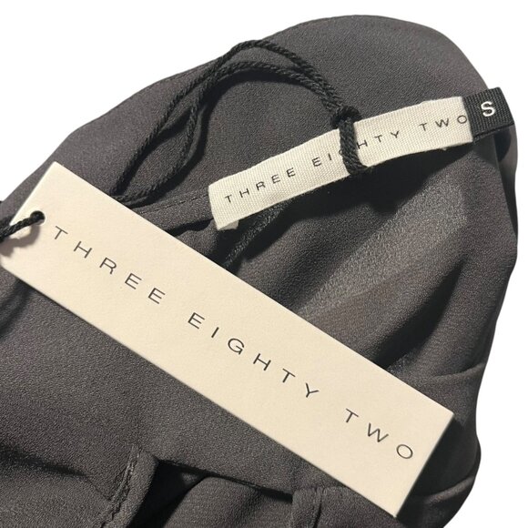 Three Eighty Two Women's S Gray Cold Shoulder Blouse Top Hi Lo Key Hole Neutral - Picture 4 of 7